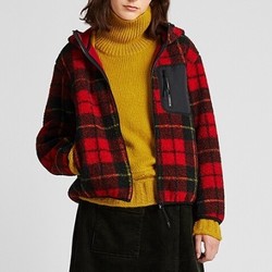 UNIQLO 优衣库 421587 女士印花仿羊羔绒摇粒绒拉链连帽外套