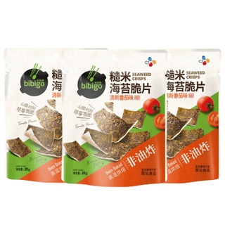 必品阁（bibigo）清新番茄味糙米海苔脆片 20g*3组合装 儿童食材