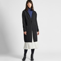 UNIQLO 优衣库 420515 女士羊毛混纺连帽针织大衣