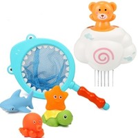 拥抱熊 软胶戏水玩具 云朵下雨 鲨鱼捞 戏水玩具 4只