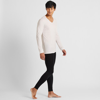 UNIQLO 优衣库 418791 男装 HEATTECH V领T恤 白色 L