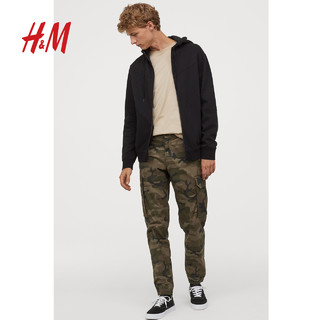 H&M  0814695 男装休闲版型工装长裤 黑色 L