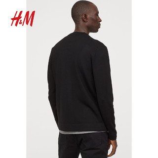 H&M 0515136 男装针织衫羊毛开衫 黑色 L