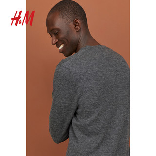 H&M 0515136 男装针织衫羊毛开衫 黑色 L