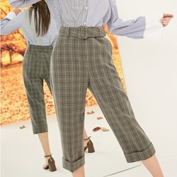 Vero Moda 维莎曼 319119502 女士复古格纹长裤