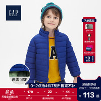 Gap男婴幼童半高领保暖棉服秋装2019新款两面穿拉链外套473683