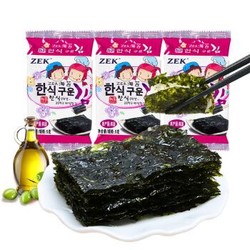 韩国进口 ZEK 儿童海苔紫菜 经典原味 5g*3包 *26件