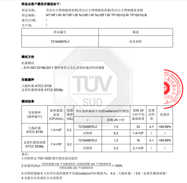 小馋喵辅食锅采用日本进口抑菌材料,并通过德国tuv认证,可有效抑制