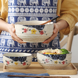 日式餐具釉下彩陶瓷家用汤碗泡面碗