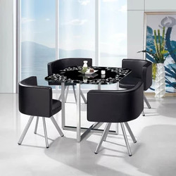 钢化玻璃餐桌餐椅套装 现代简约环保一桌四椅五件套组合 咖啡茶馆商业桌A146