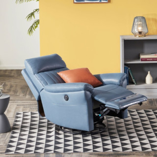 lazboy乐至宝gna607简约布艺沙发单人位牛仔蓝电动款