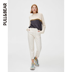 PULL&BEAR 学生短款条纹拼色长袖针织衫秋季新款女上衣 09558318