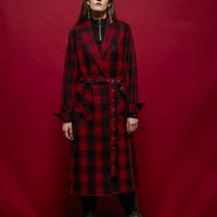 Meters bonwe 美特斯邦威 239974 女士毛边格纹大衣