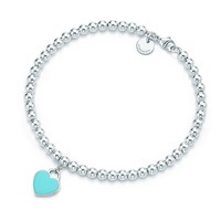 11日0点：TIFFANY & Co 蒂芙尼 Return系列 26659604 蓝色珐琅心形吊坠手链