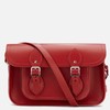 Cambridge Satchel 女生牛皮纯色翻盖搭扣斜挎剑桥包 红色 11英寸