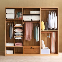 原始原素 全实木简易衣柜北欧现代简约橡木原木色卧室组装收纳衣橱