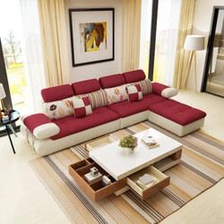 紫茉莉 沙发客厅组合布艺沙发2071(下单请备注颜色 三件套送地毯)