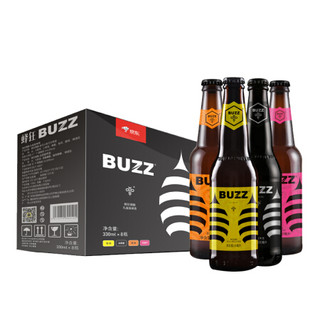 BUZZ 蜂狂 桂花龙眼蜜橙香车厘子啤酒组合 330ml*8瓶 *3件