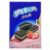 奥利奥(OREO) 威化饼干 零食 双心脆草莓口味87g *11件