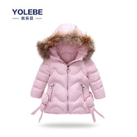 女童冬季新款加厚连帽棉服女宝宝长袖开衫外套中大童纯色保暖棉袄
