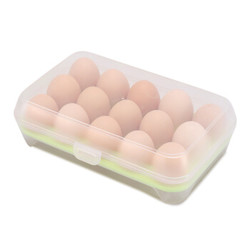 厨房15格鸡蛋盒冰箱保鲜盒便携鸡蛋收纳盒塑料鸡蛋盒 绿色