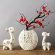 Hoatai Ceramic 华达泰陶瓷 鹿花瓶摆件三件套 傲雪迎春（丁香.红梅）+幸福小鹿 *3件