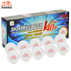 双鱼DOUBLE FISH 白色三星V40 展翅比赛用球 有缝乒乓球 10只装