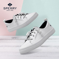 Sperry/斯佩里女鞋 系带低帮鞋 夏季休闲舒适透气牛皮小白鞋板鞋 白色STS80642 38