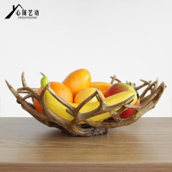 心随艺动 个性鹿角水果盘摆件