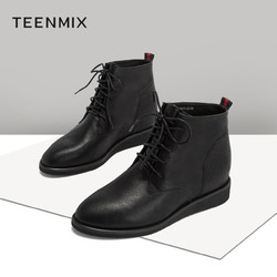 Teenmix/天美意2018冬商场同款珠光牛皮革马丁靴女短靴CHG41DD8