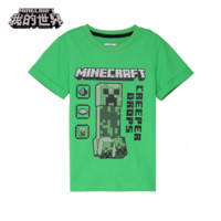 我的世界Minecraft 苦力怕短袖T恤  JJ怪印花圆领棉质短袖 亲子装 童装 男 绿 150cm