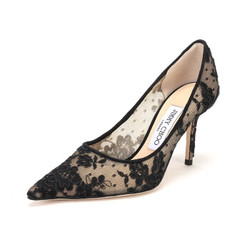 JIMMY CHOO 周仰杰 女士黑色花卉图案织物尖头高跟鞋 LOVE 85 ORE 247 BLACK 38码