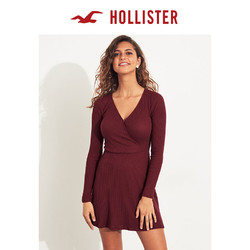 Hollister2019年冬季新品前身裹身式罗纹针织连衣裙 女 302500-1