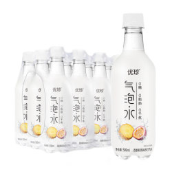 优珍苏打水汽水饮料 百香果凤梨味 气泡水 无糖含气 500ml*15瓶 塑膜量贩装 0糖 0脂肪 0千焦