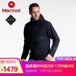 marmot/土拨鼠2019新款压胶结构戈尔科技面料防风防水男式冲锋衣 曜石黑 M 欧码偏大