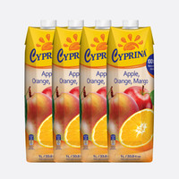 Cyprina 塞浦丽娜 芒果香橙苹果混合100%果汁 1L*4瓶 *2件