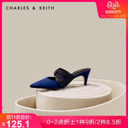 CHARLES&KEITH女单鞋CK1-61720006蝴蝶结猫跟穆勒鞋凉鞋