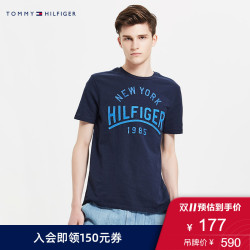 TOMMY HILFIGER男装春夏季男士经典潮流字母印花休闲圆领短袖T恤