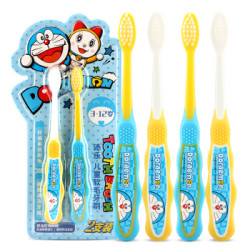 添乐 哆啦A梦儿童牙刷 软毛 宝宝牙刷 3-6-12岁 4支装 *3件