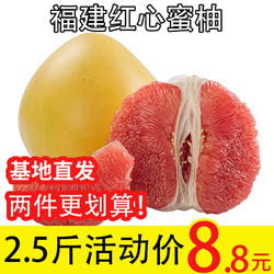 福建琯溪平和红柚2.5斤 红肉红心蜜柚子新鲜水果当季应季批发 2件起拍 偶数发货