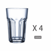 代字行 透明玻璃杯 300ml 4只