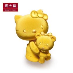 CHOW TAI FOOK 周大福 臻选 R12730 Hello Kitty 凯蒂猫&小熊 足金黄金摆件