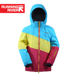 RUNNINGRIVER奔流单双板保暖防水拼色女童儿童滑雪服上衣W4664