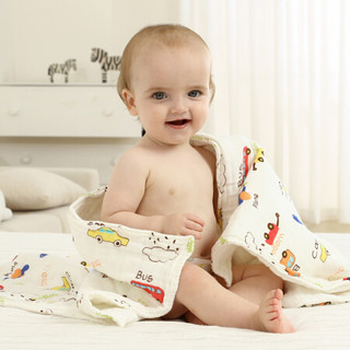 竹之锦 婴儿盖毯 纯棉A类9层纱布婴幼儿包被 加厚高密度儿童浴巾 新生儿被子盖毯 85×85cm 飞机汽车 *3件