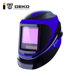 DEKO超大视窗太阳能自动变光带打磨面罩可调舒适焊接头盔/氩弧焊帽/电焊面罩四探头 蓝色