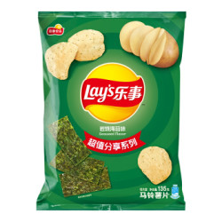 乐事(Lay's)薯片 休闲零食 岩烧海苔味 135克 *3件