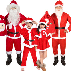圣诞节装饰品圣诞老人服装圣诞老爷爷演出衣服男女士成人儿童套装