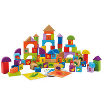 Hape120块水果蔬菜积木1-6岁木制玩具儿童拼装桶装男孩女孩玩具