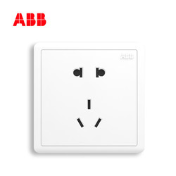ABB开关插座面板86型开关插座二三错位墙壁五孔插座远致白 *20件