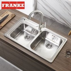 弗兰卡（Franke）304不锈钢厨房水槽双槽 洗菜盆洗碗盆 86*50cm 220-1143 抽拉龙头 CNX620A-10A